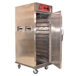 Wärmewagen 22x 1/1 GN (od. 11x 2/1 GN) von "GGG" 220-240 V, 2,8 kW, BxTxH 73x94x187 cm mit Rollen