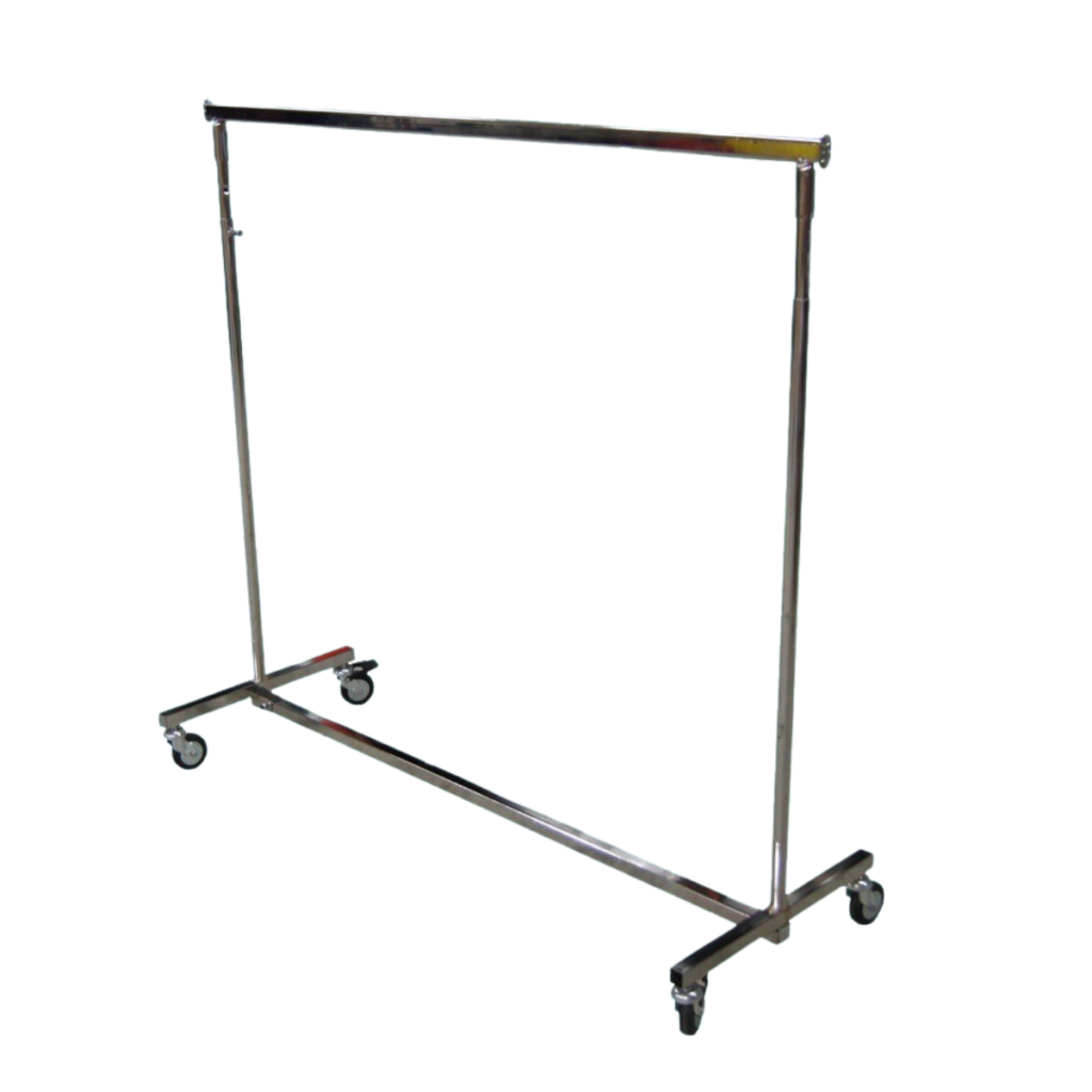 Kleiderständer Chrom fahrbar/ausziehbar von 150-220 cm, ohne Bügel, zugeklappt