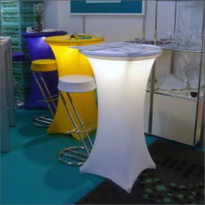Set / Beleuchteter Stehtisch O 85 cm mit buntem LED-Röhren Licht und Stretchhusse in vielen Farben, bestehend aus: