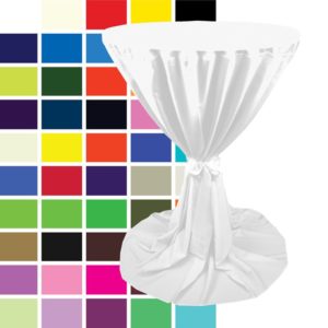 Überwurfhusse Gala, O 80/85 cm in verschiedenen Farben, für Stehtisch O 80/85, H 110 cm, mit Schleife (beste Qualität) |S|