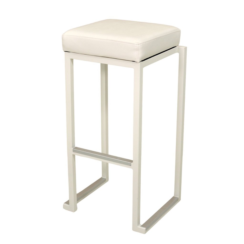 Set / Barhocker eckig 35x35cm, weiß/weiß, Gestell weiß, Sitz weiß Kunstleder, stapelbar, H 80cm