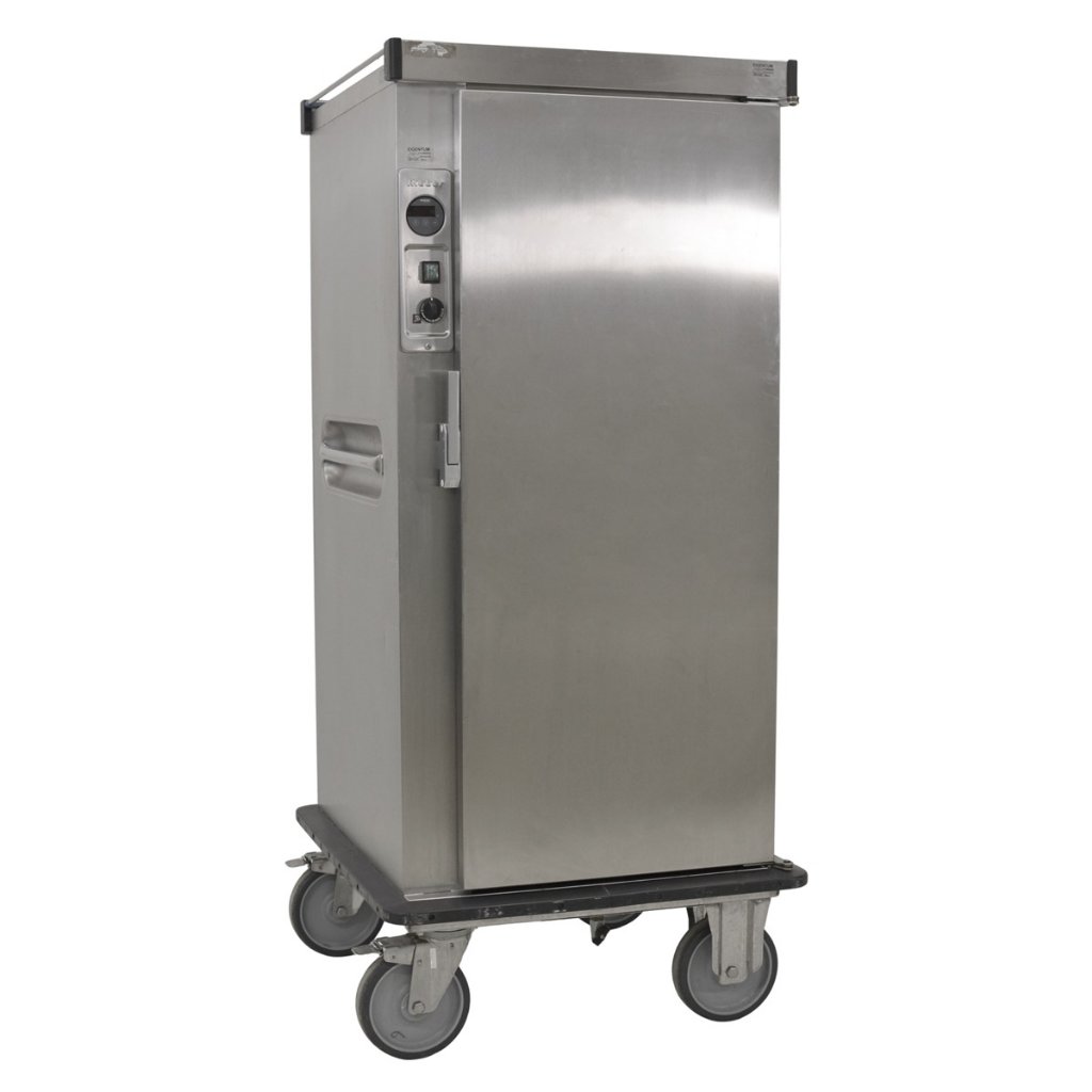 Wärmewagen 22x 1/1 GN (od. 11x 2/1 GN) von "Rieber" 220-240 V, 2,8 kW, BxTxH 73x94x187 cm mit Rollen