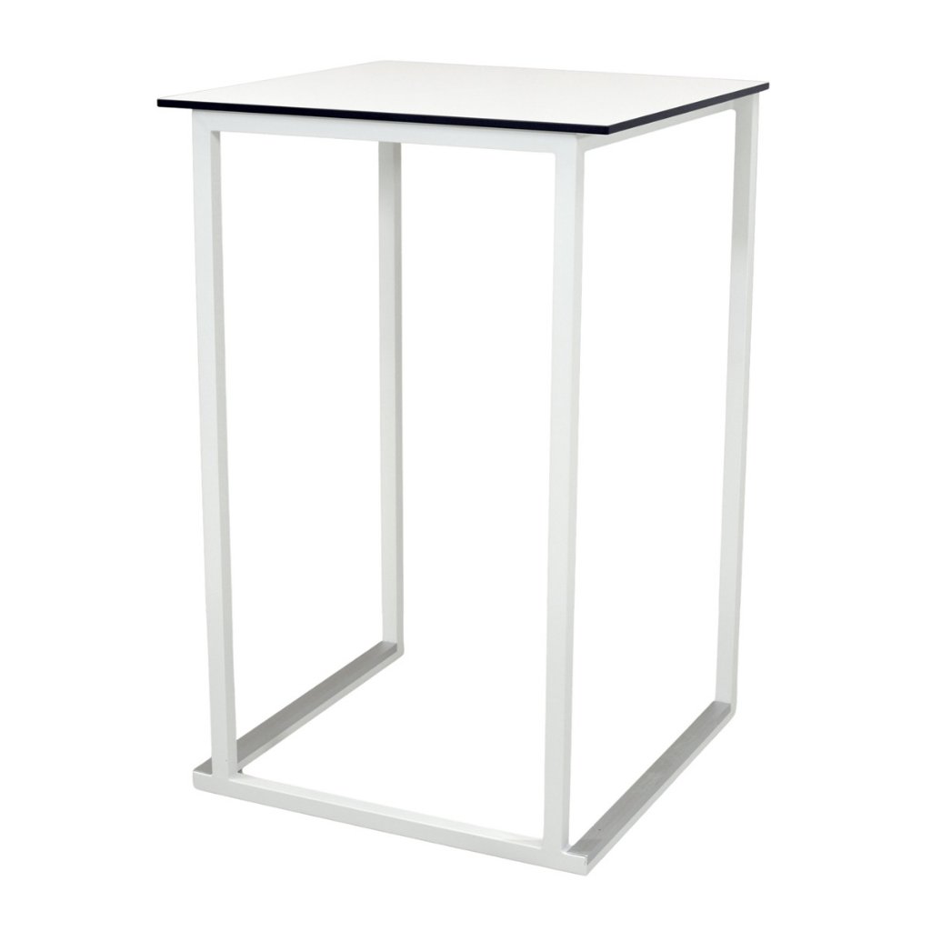 Set / Stehtisch eckig 70x70cm, weiß/weiß, Gestell weiß, Tischplatte weiß, stapelbar, H110cm