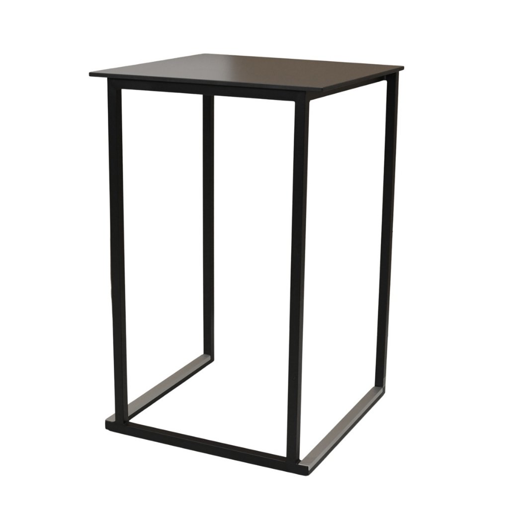 Set / Stehtisch eckig 70x70cm, schwarz/schwarz, Gestell schwarz, Tischplatte schwarz, stapelbar, H110cm